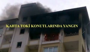 KAHTA TOKİ KONUTLARINDA YANGIN ÇIKTI