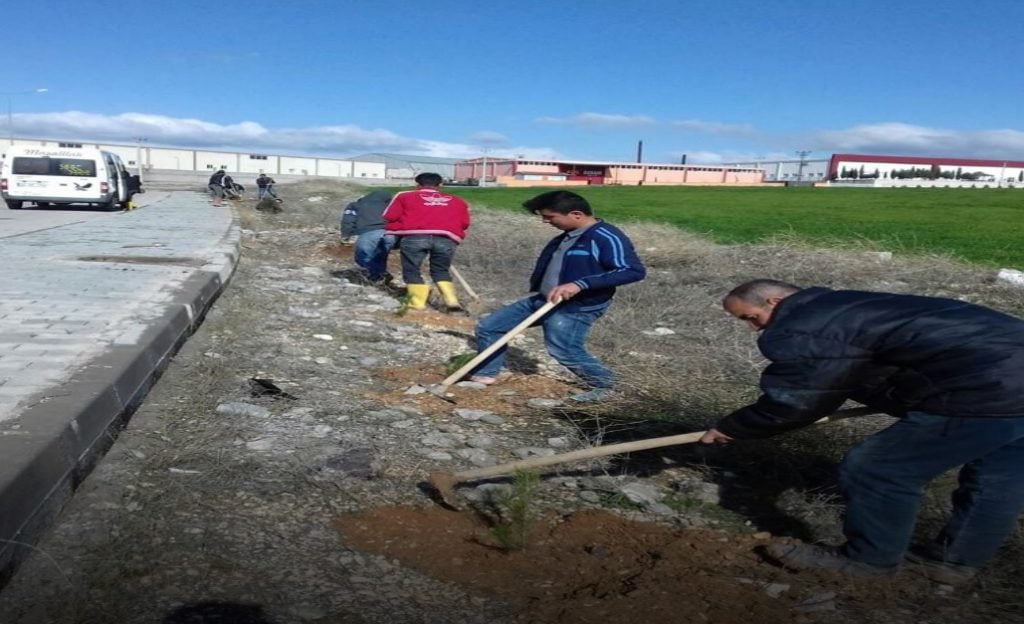 Kahta Organize Sanayi Bölgesine Fidan Dikimi Yapıldı