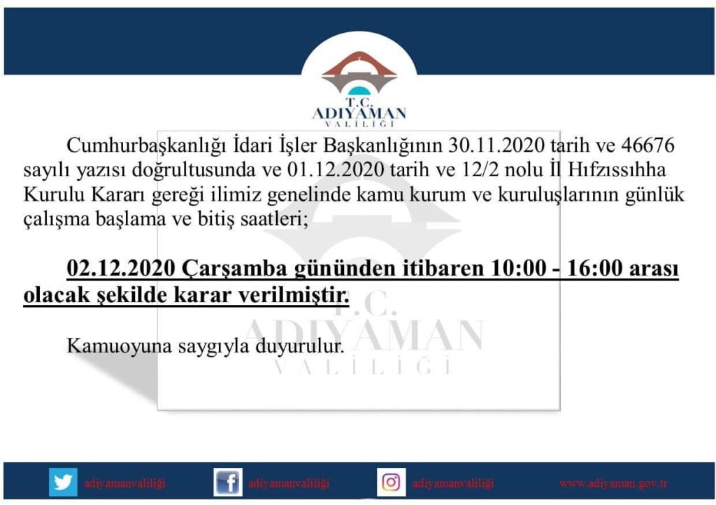 Kamu kurum kuruluşlarında yeni çalışma saatleri netleşti