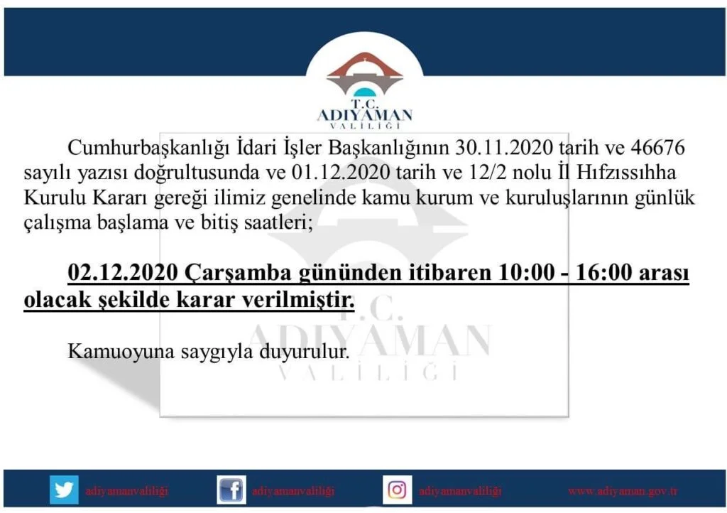 Kamu kurum kuruluşlarında yeni çalışma saatleri netleşti