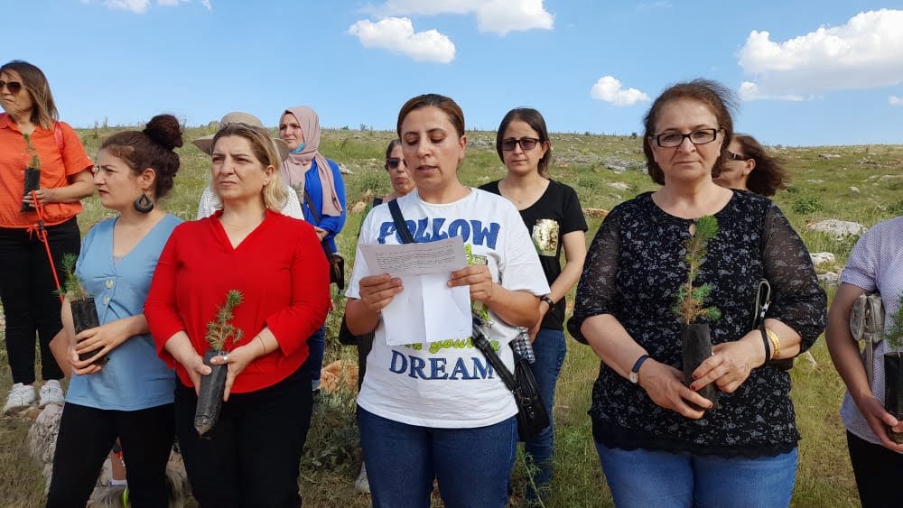 Kadın cinayetlerine dikkat çekmek için fidan diktiler