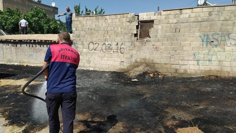 Boş arazideki yangın evlere sıçramadan söndürüldü