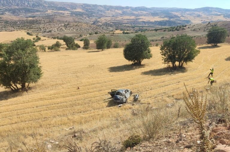 Şarampole devrilen otomobil sürücü yaralandı