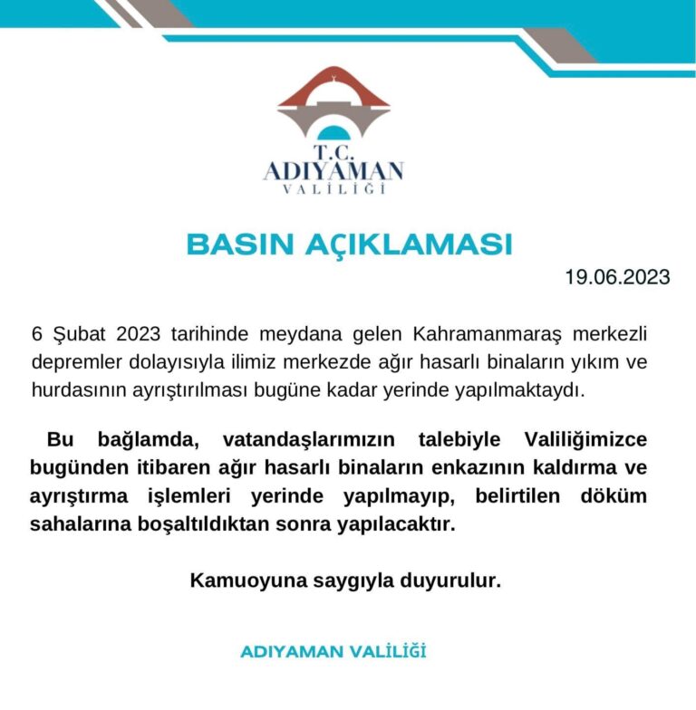 Valilikten basın açıklaması