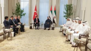 MEHMET ŞİMŞEK, BAE DEVLET BAŞKANI AL NAHYAN İLE GÖRÜŞTÜ