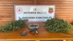 Adıyaman’da tabanca ve esrar ele geçirildi