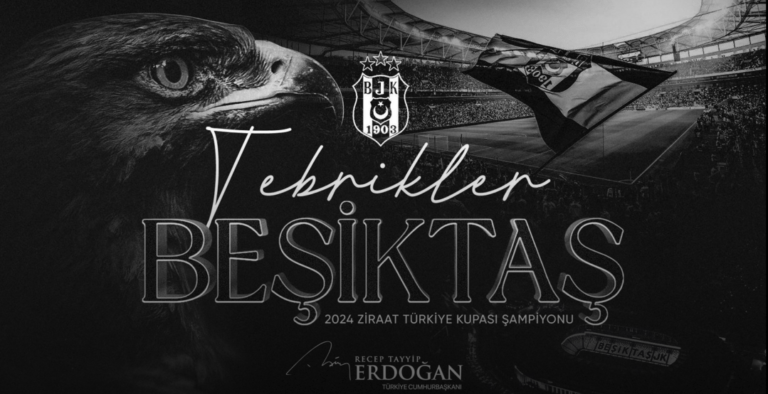 Erdoğan Ziraat Türkiye kupası şampiyonu Beşiktaş’ı kutladı