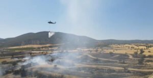 Anız yangınında bin dönümlük arazi küle döndü