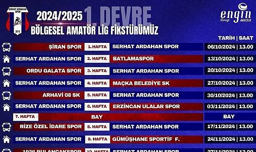 Serhat Ardahanspor ilk yarı maç takvimi açıklandı