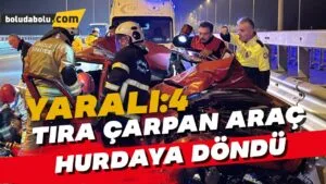 Otomobil tıra çarptı, 4 kişi yaralandı