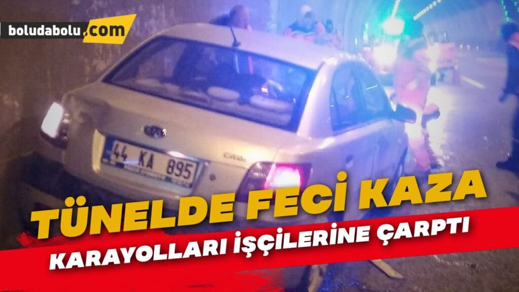 Otomobil karayolları işçilerine çarptı