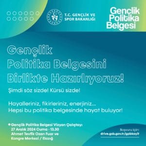 Elazığ’da “Gençlik Politika Belgesi Vizyon Çalıştayı” düzenlenecek