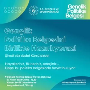 Elazığ’da “Gençlik Politika Belgesi Vizyon Çalıştayı” düzenlenecek