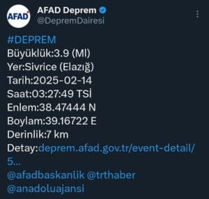 Elazığ’da Hissedilen Deprem – Birlik Haber Ajansı