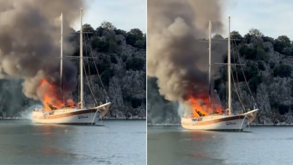 Antalya Kekova açıklarında yat alev alev yandı – Birlik Haber Ajansı