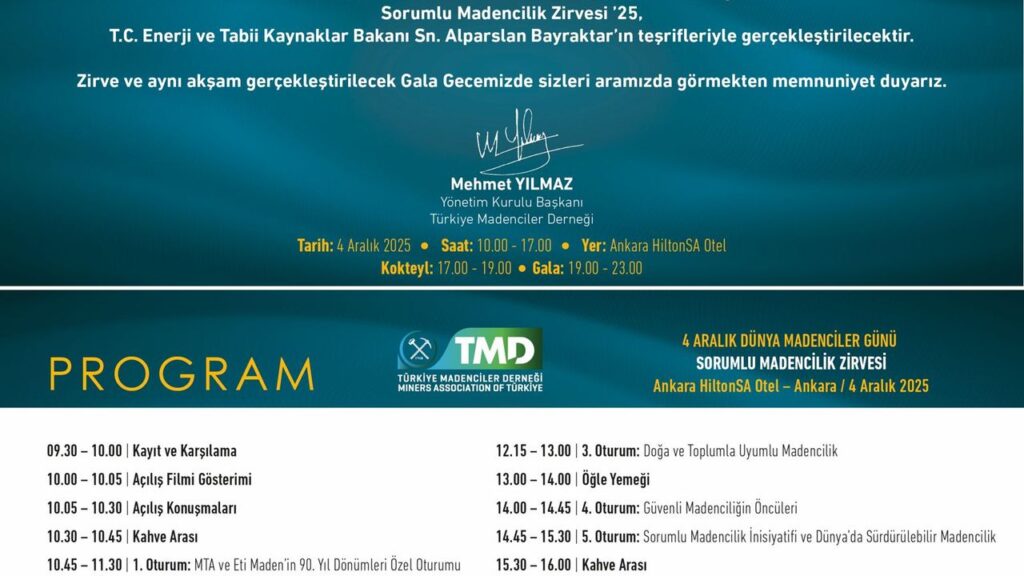 4 Aralık Dünya Madenciler Günü’nde Sorumlu Madencilik Zirvesi Ankara’da – Birlik Haber Ajansı