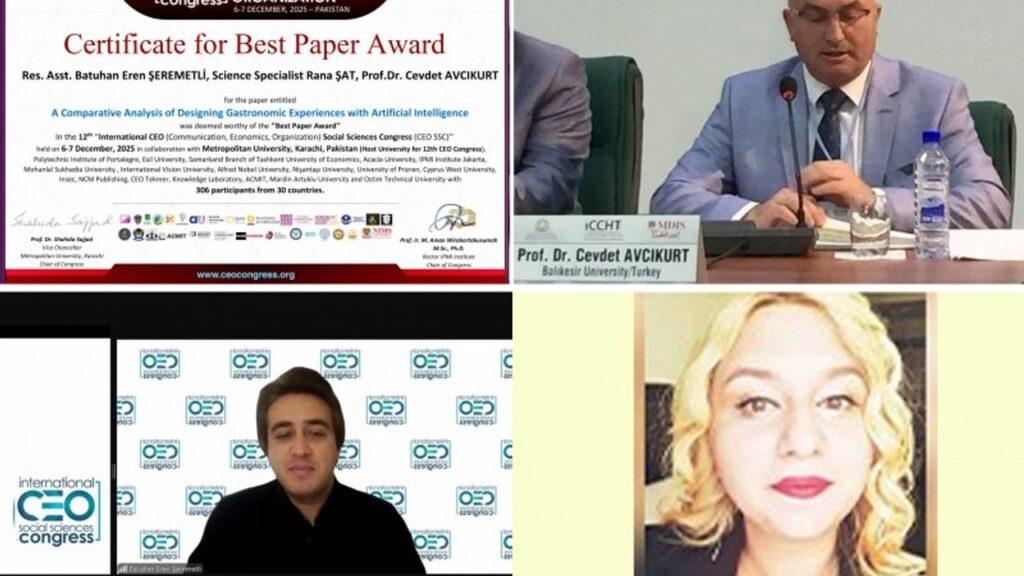 BAÜN akademisyenlerinin yapay zeka destekli gastronomi çalışmasına “En İyi Bildiri” ödülü – Birlik Haber Ajansı